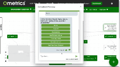 this gif shows the ochatbot preview and a response to a test question