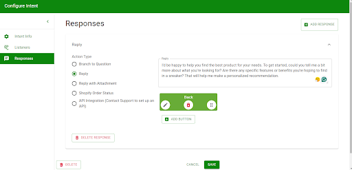 screenshot of the response portion of the listener editor
